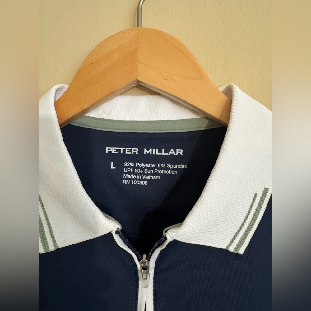NWT US Open Peter Millar Women's 1/2 Zip Polo Tennis - Navy Size L - Picture 4 of 7